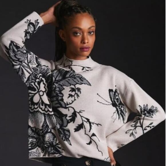 Maeve by Anthropologie The Carys Mockneck Turtleneck Size Large Boho EUC Floral - Picture 2 of 9